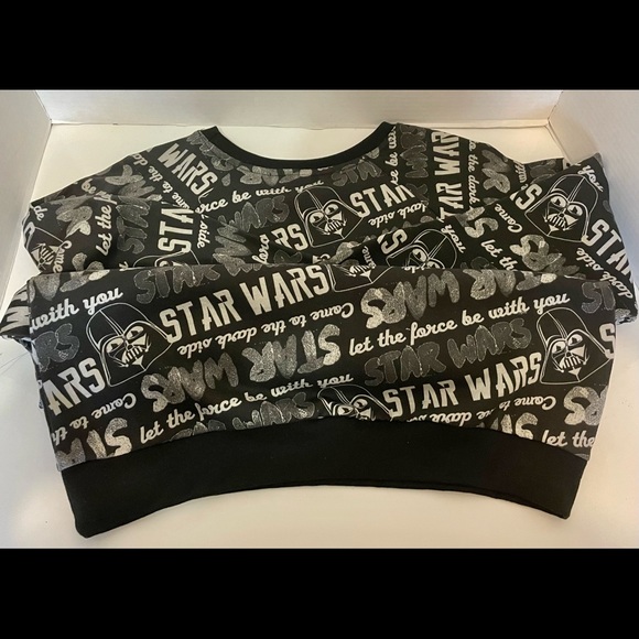 Star Wars Junior Size Medium 7/9 Pull Over Sweatshirt Darth Vader Wording - Picture 7 of 14